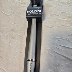 Houdini by Rabbit Mojito Muddler Stainless Steel Bar Tool Silver Black W9955T
